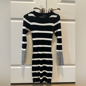 Lulu's Black and White Ribbed Striped Long Sleeve Top